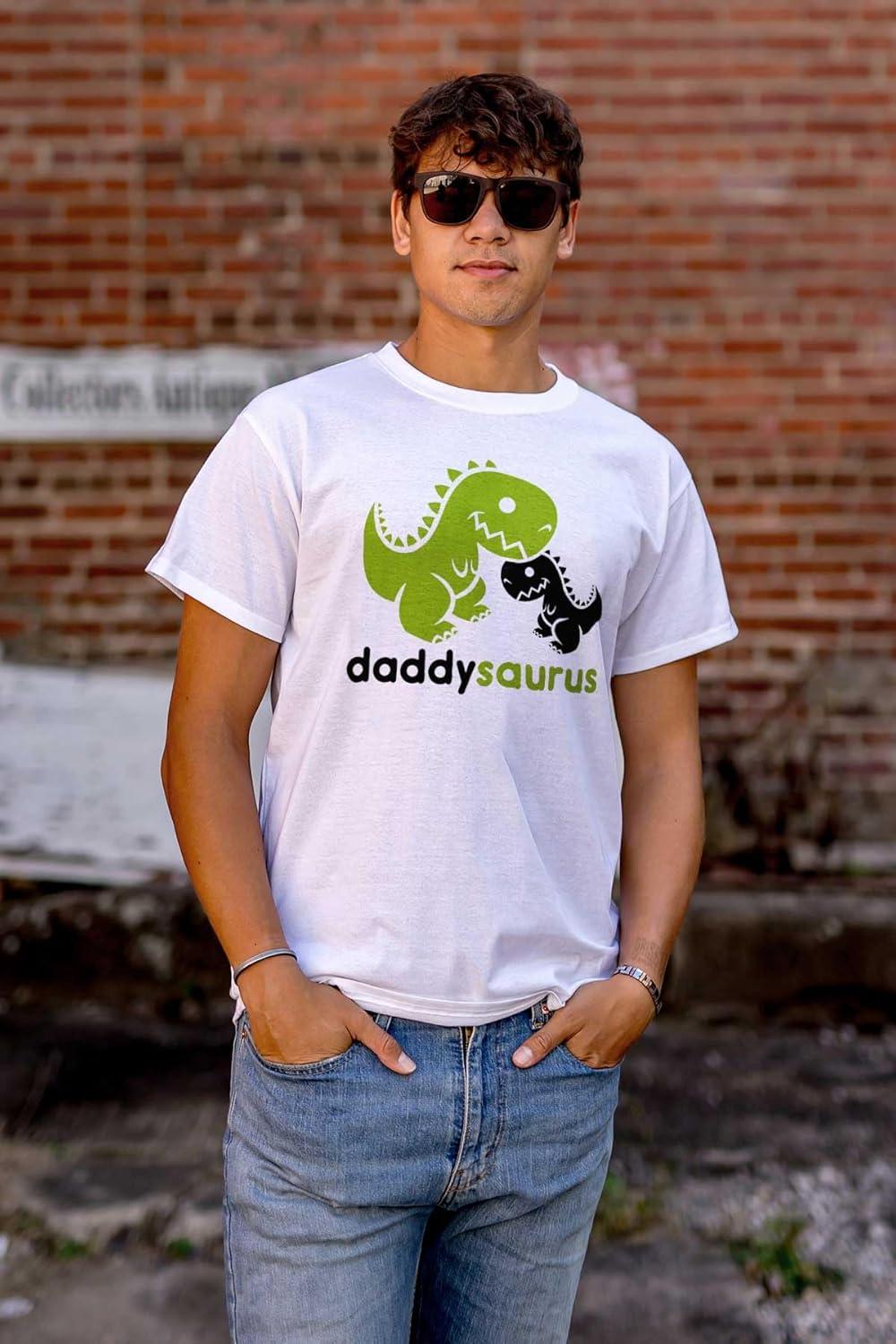 imageFathers Daddysaurus Trex Dinosaur Dad Mens Graphic T Shirt TeesWhite