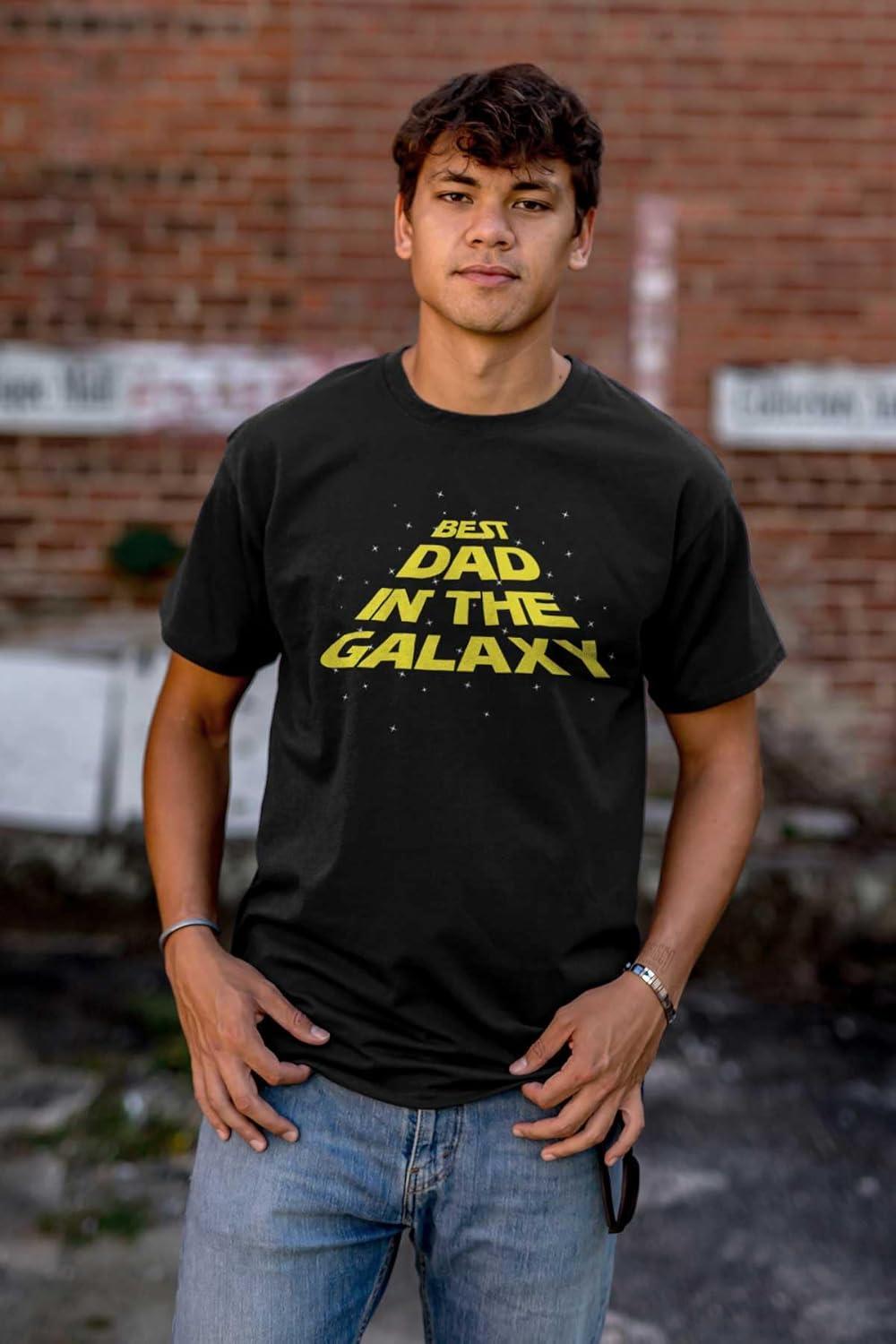 imageFathers Day Best Dad in The Galaxy Mens Graphic T Shirt TeesBlack