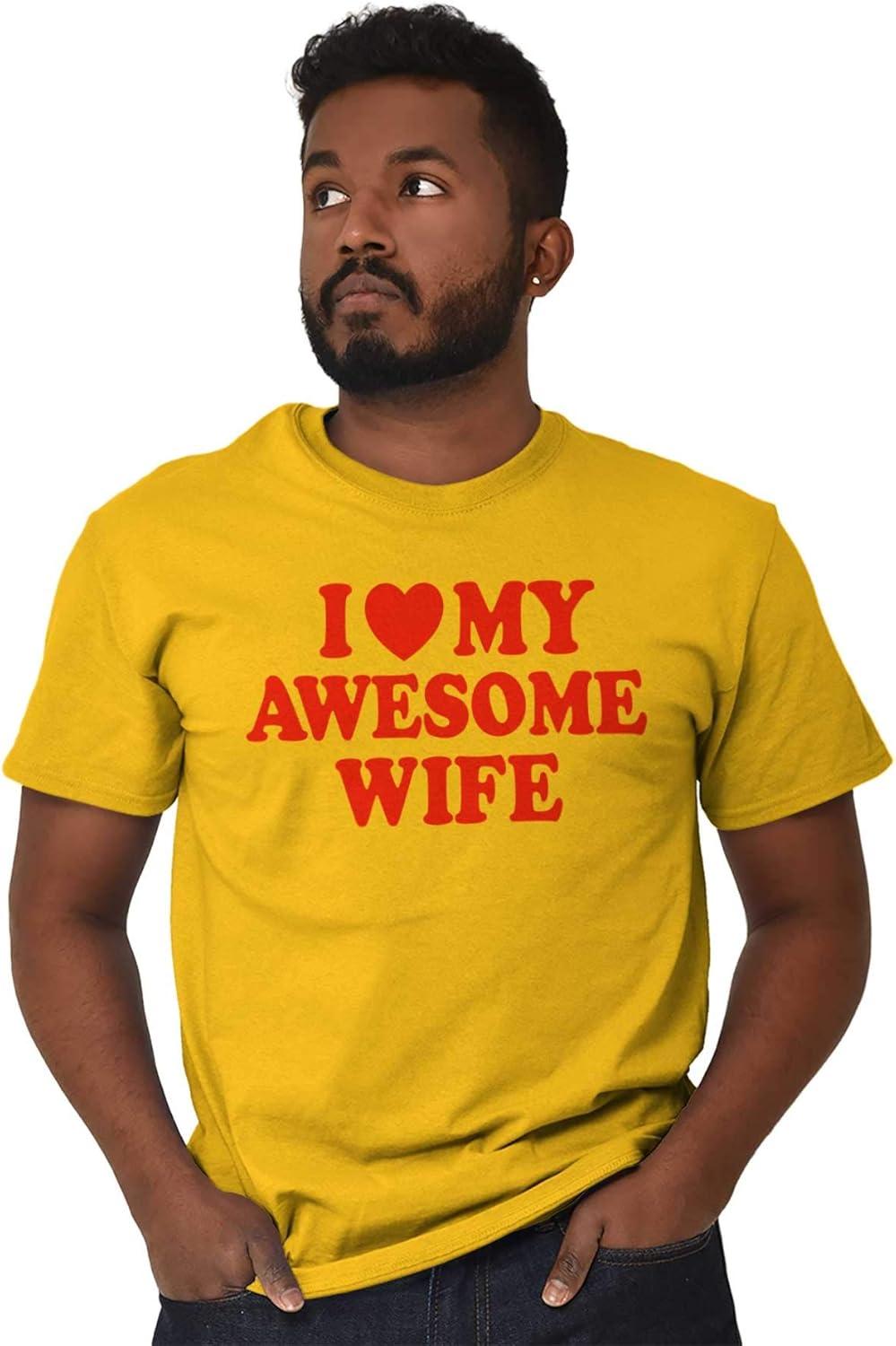 imageI Love My Awesome Wife Cute Husband Mens Graphic T Shirt TeesGold