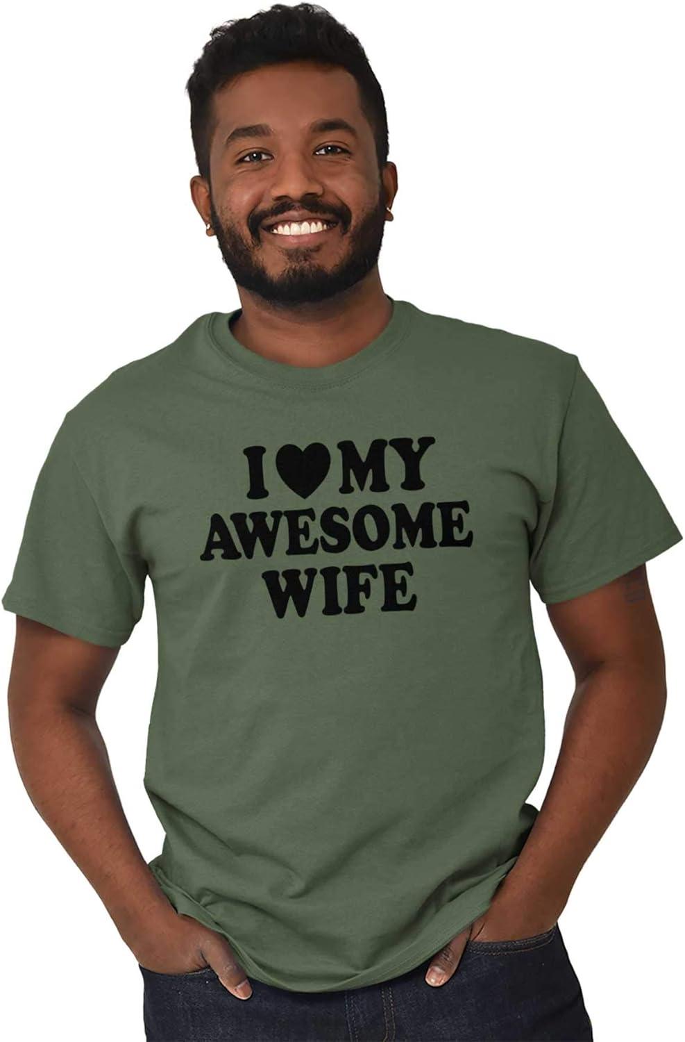 imageI Love My Awesome Wife Cute Husband Mens Graphic T Shirt TeesMilitary Green