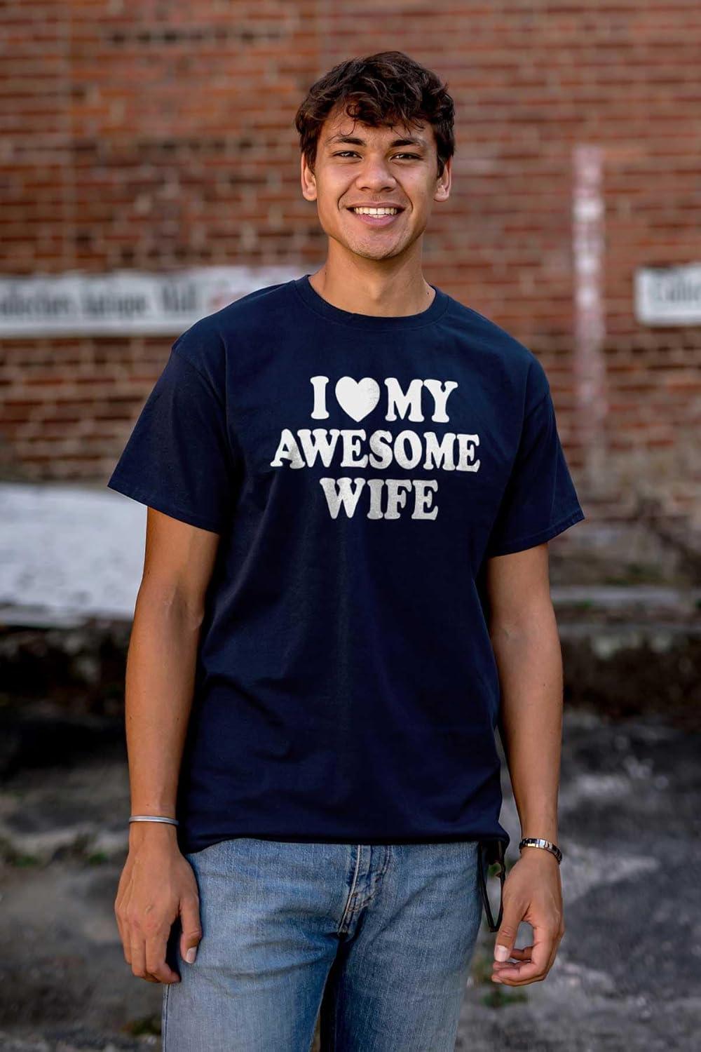 imageI Love My Awesome Wife Cute Husband Mens Graphic T Shirt TeesNavy