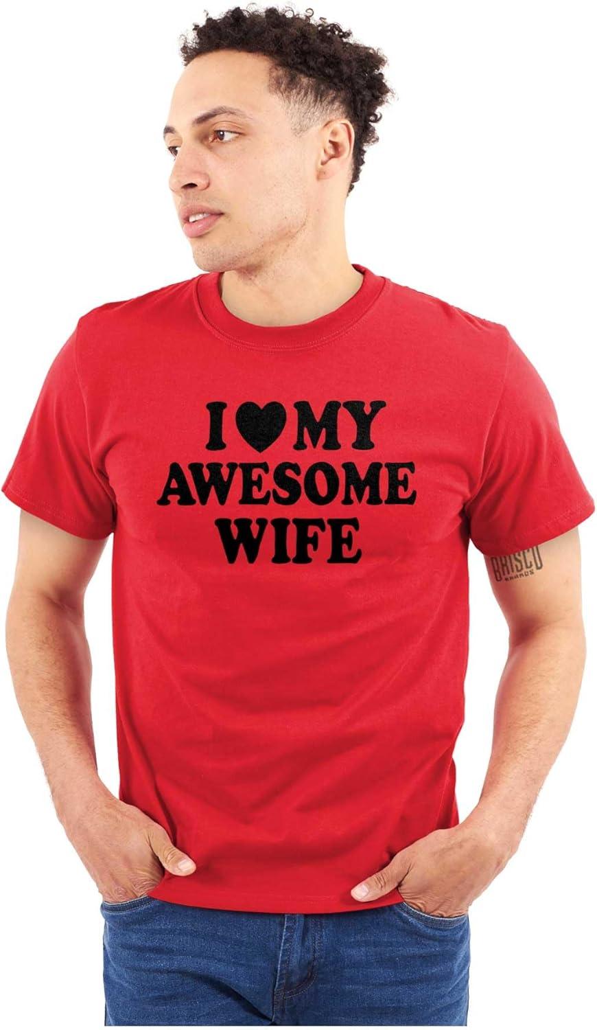 imageI Love My Awesome Wife Cute Husband Mens Graphic T Shirt TeesRed