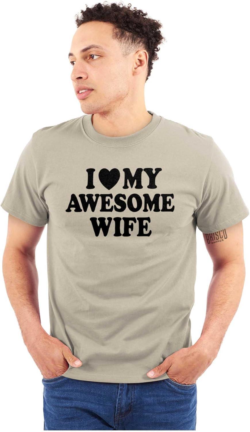 imageI Love My Awesome Wife Cute Husband Mens Graphic T Shirt TeesSand