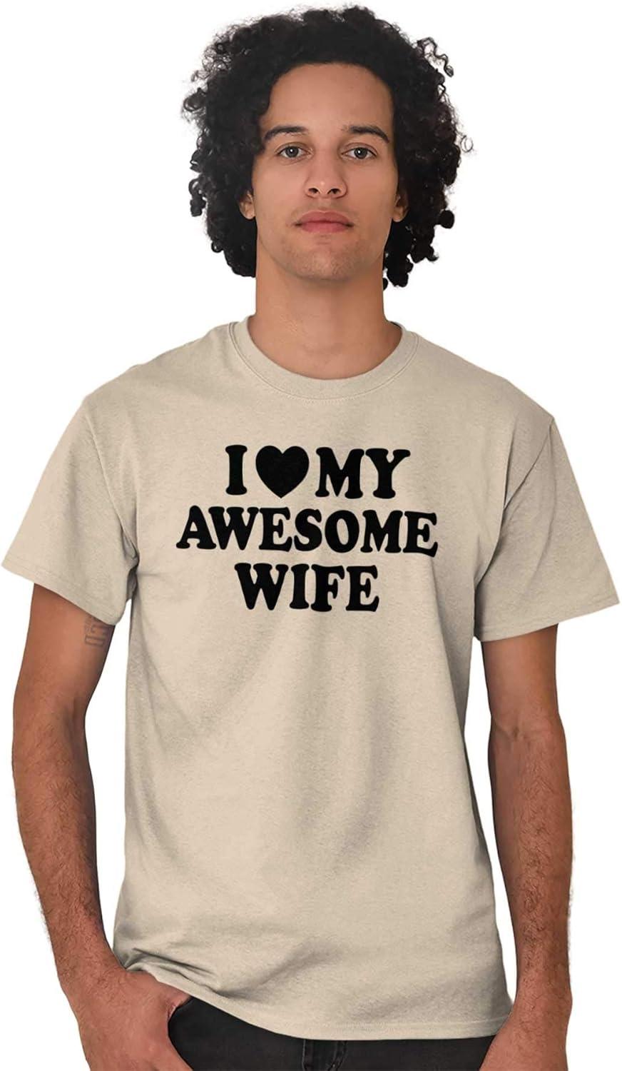 imageI Love My Awesome Wife Cute Husband Mens Graphic T Shirt TeesSand