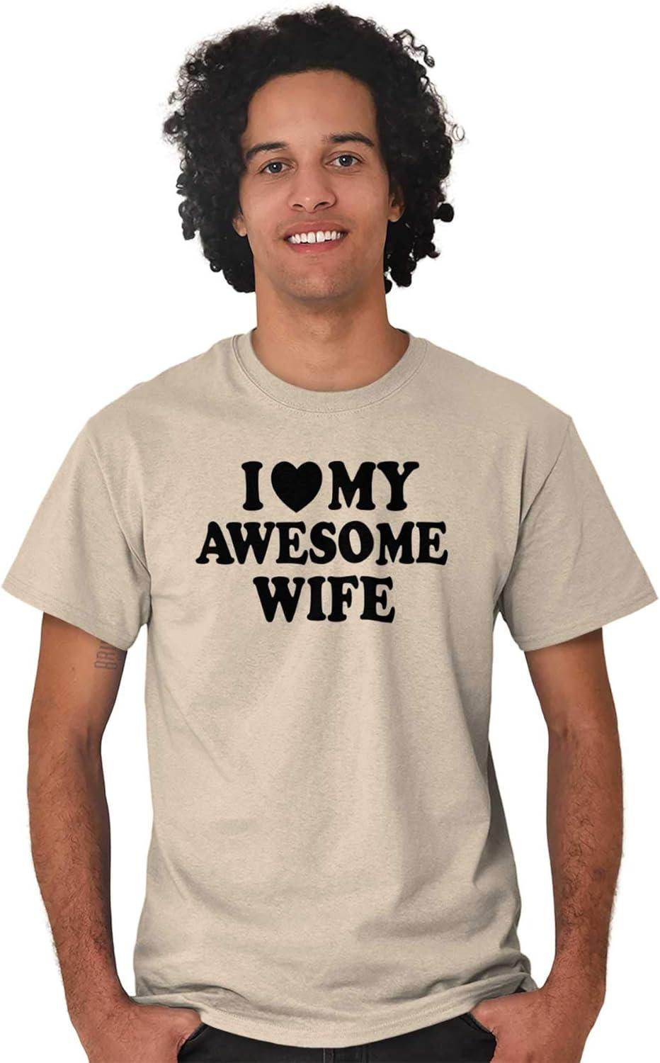 imageI Love My Awesome Wife Cute Husband Mens Graphic T Shirt TeesSand