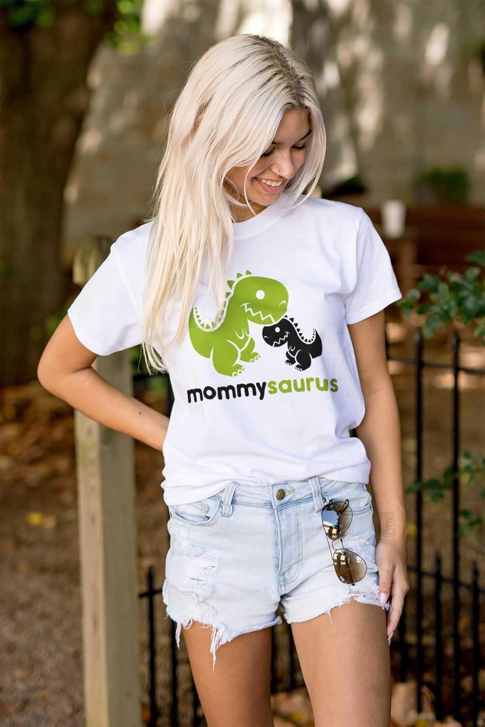 imageMommysaurus Cute Dinosaur Mothers Day Womens Graphic T Shirt TeesWhite