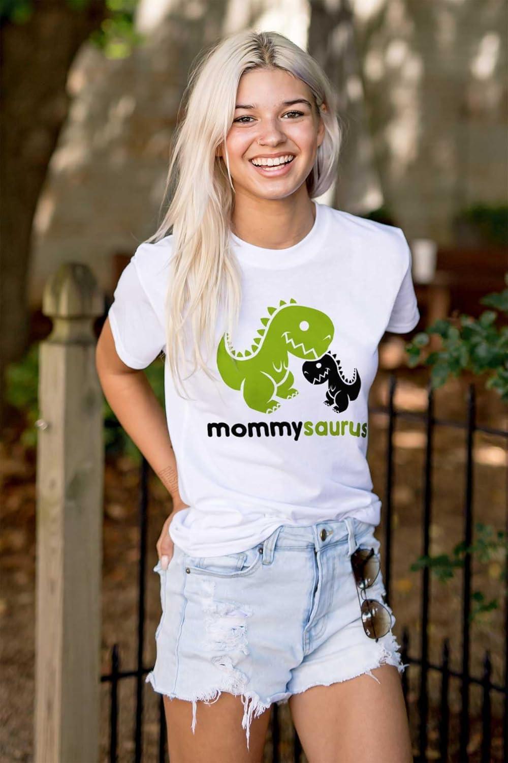 imageMommysaurus Cute Dinosaur Mothers Day Womens Graphic T Shirt TeesWhite