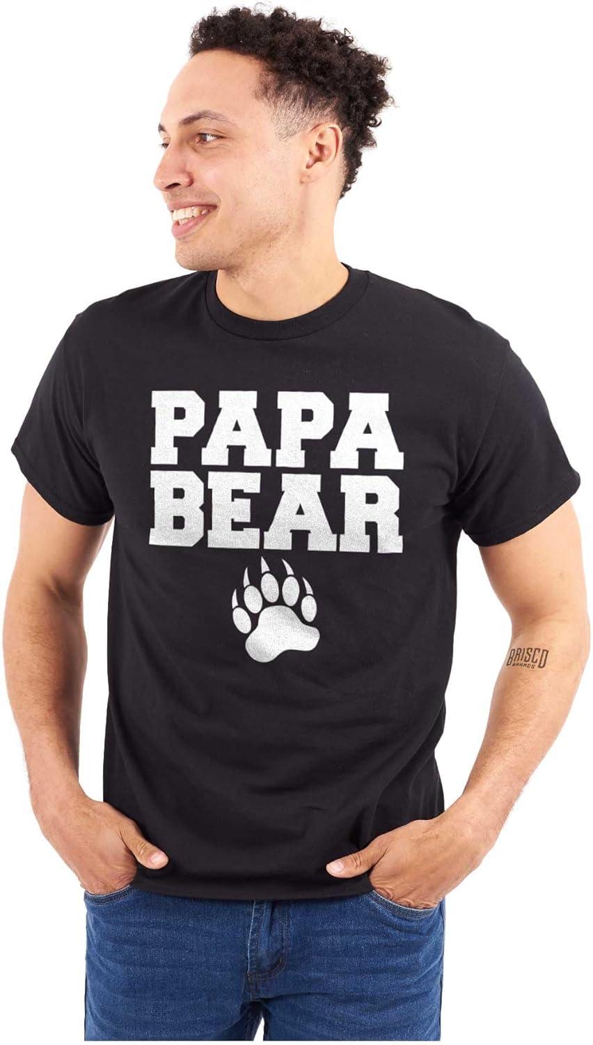 imagePapa Bear Dad Fathers Day Pawprint Mens Graphic T Shirt TeesBlack
