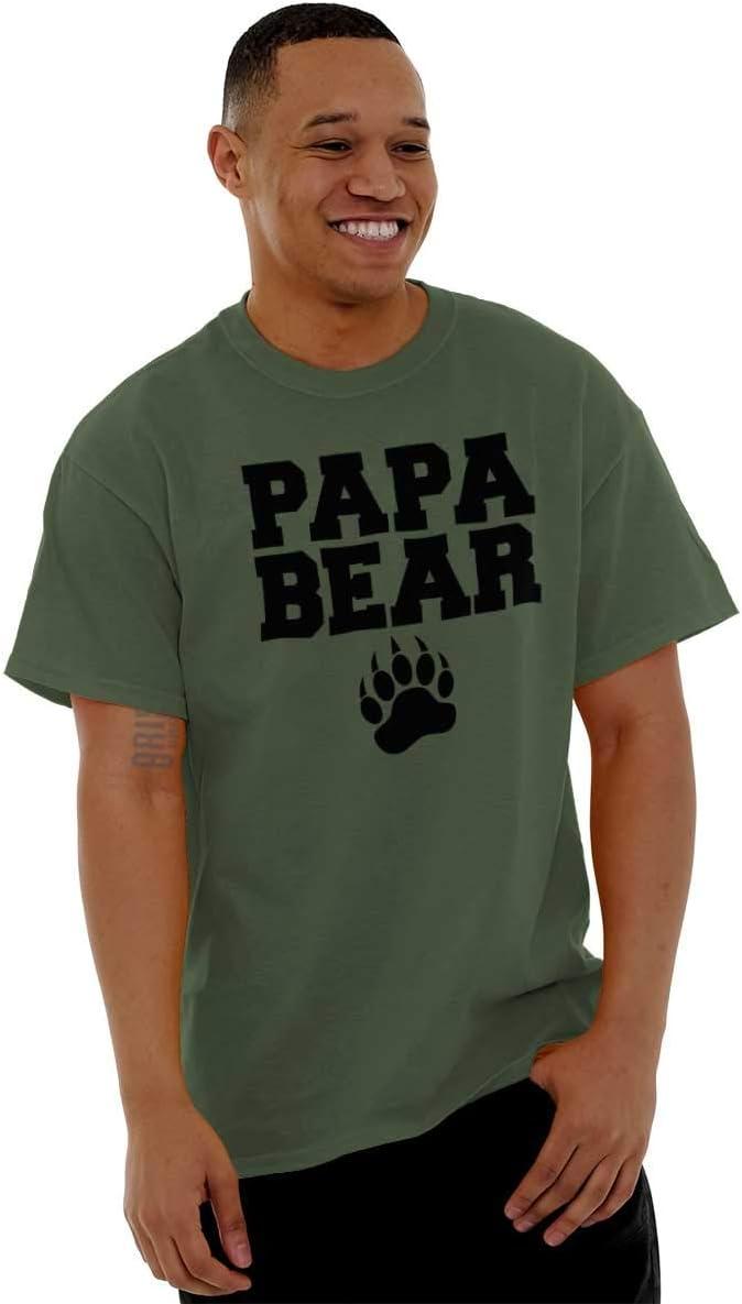 imagePapa Bear Dad Fathers Day Pawprint Mens Graphic T Shirt TeesMilitary Green