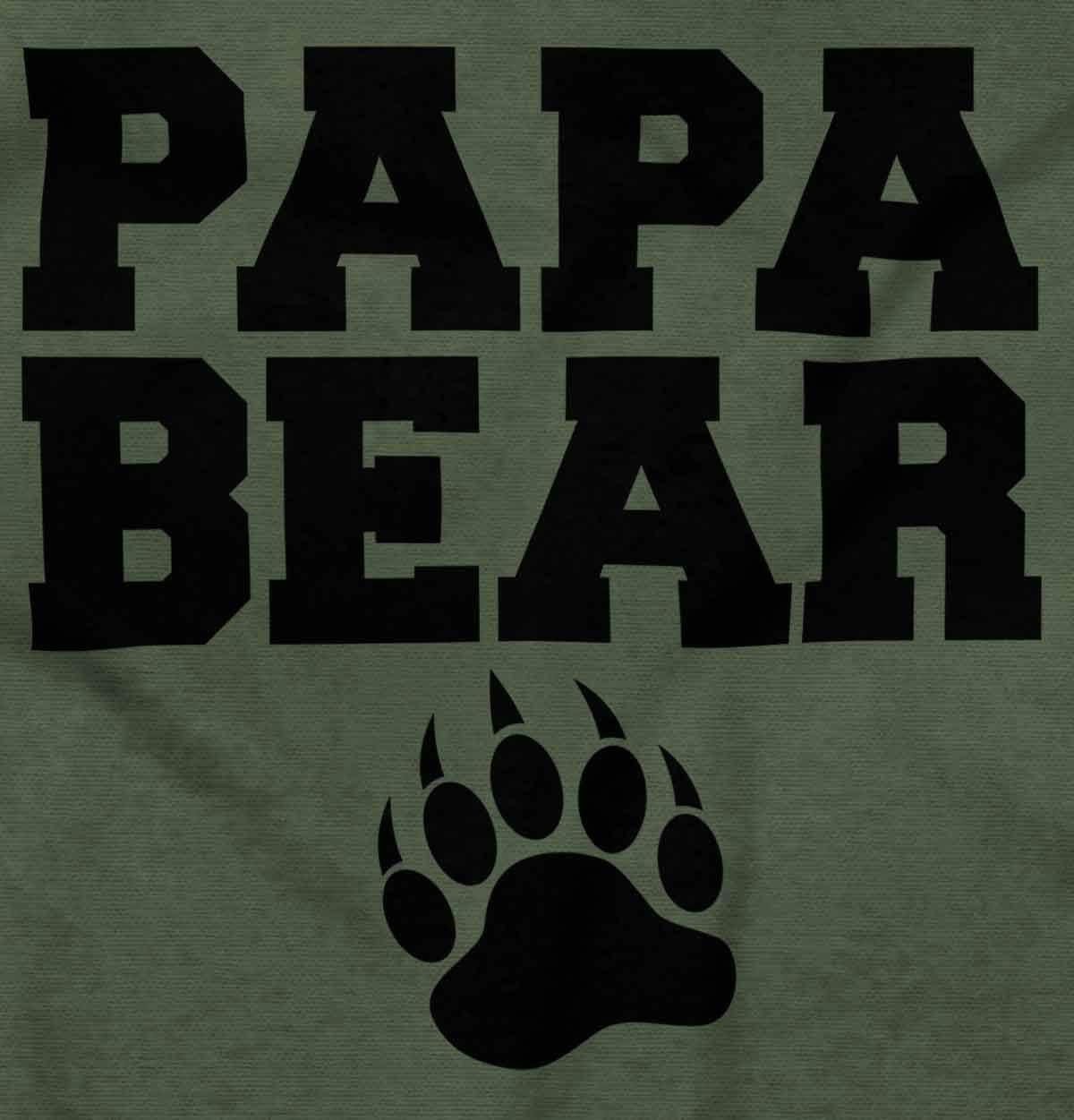 imagePapa Bear Dad Fathers Day Pawprint Mens Graphic T Shirt TeesMilitary Green