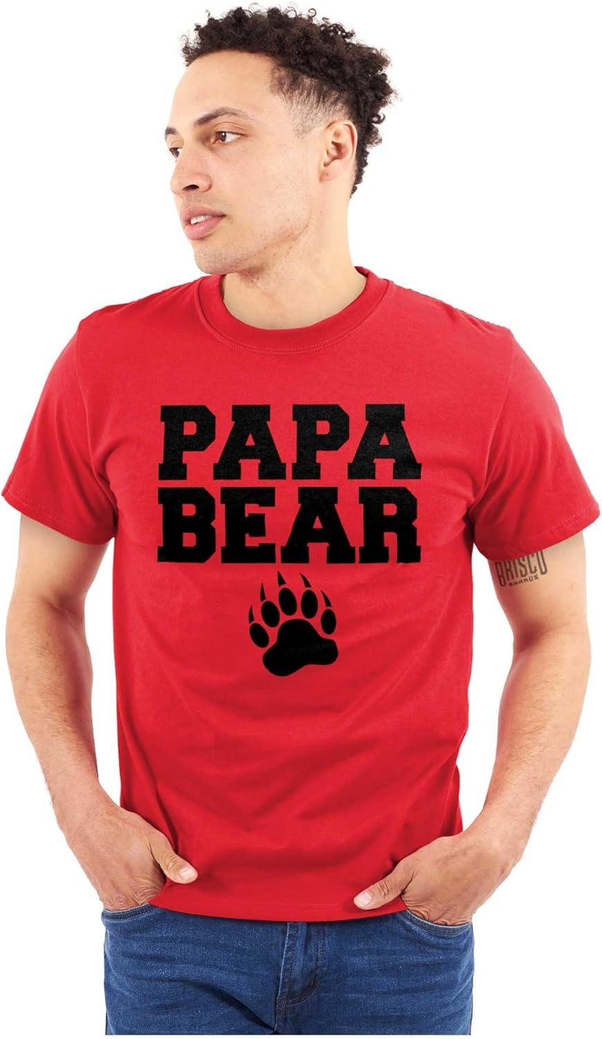 imagePapa Bear Dad Fathers Day Pawprint Mens Graphic T Shirt TeesRed