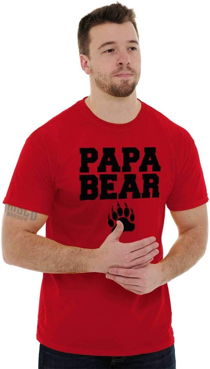 imagePapa Bear Dad Fathers Day Pawprint Mens Graphic T Shirt TeesRed
