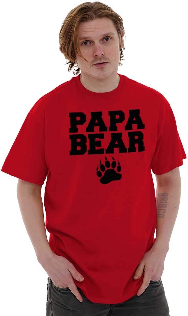imagePapa Bear Dad Fathers Day Pawprint Mens Graphic T Shirt TeesRed