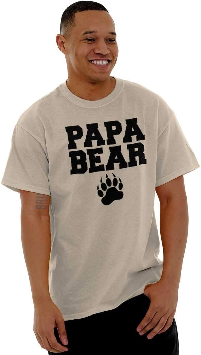 imagePapa Bear Dad Fathers Day Pawprint Mens Graphic T Shirt TeesSand
