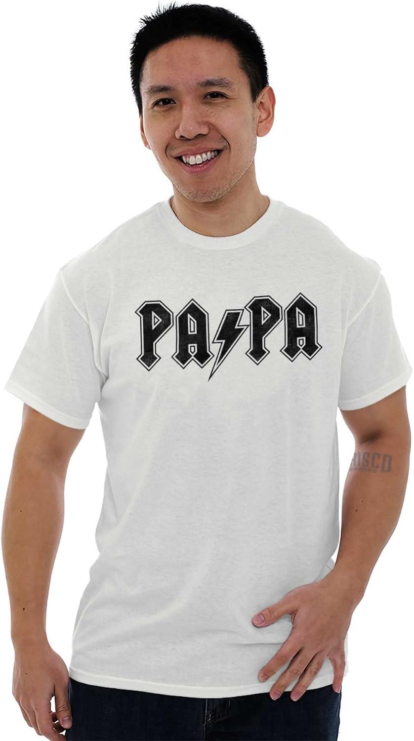 imagePapa Rock Logo Grandpa Grandfather Mens Graphic T Shirt TeesWhite