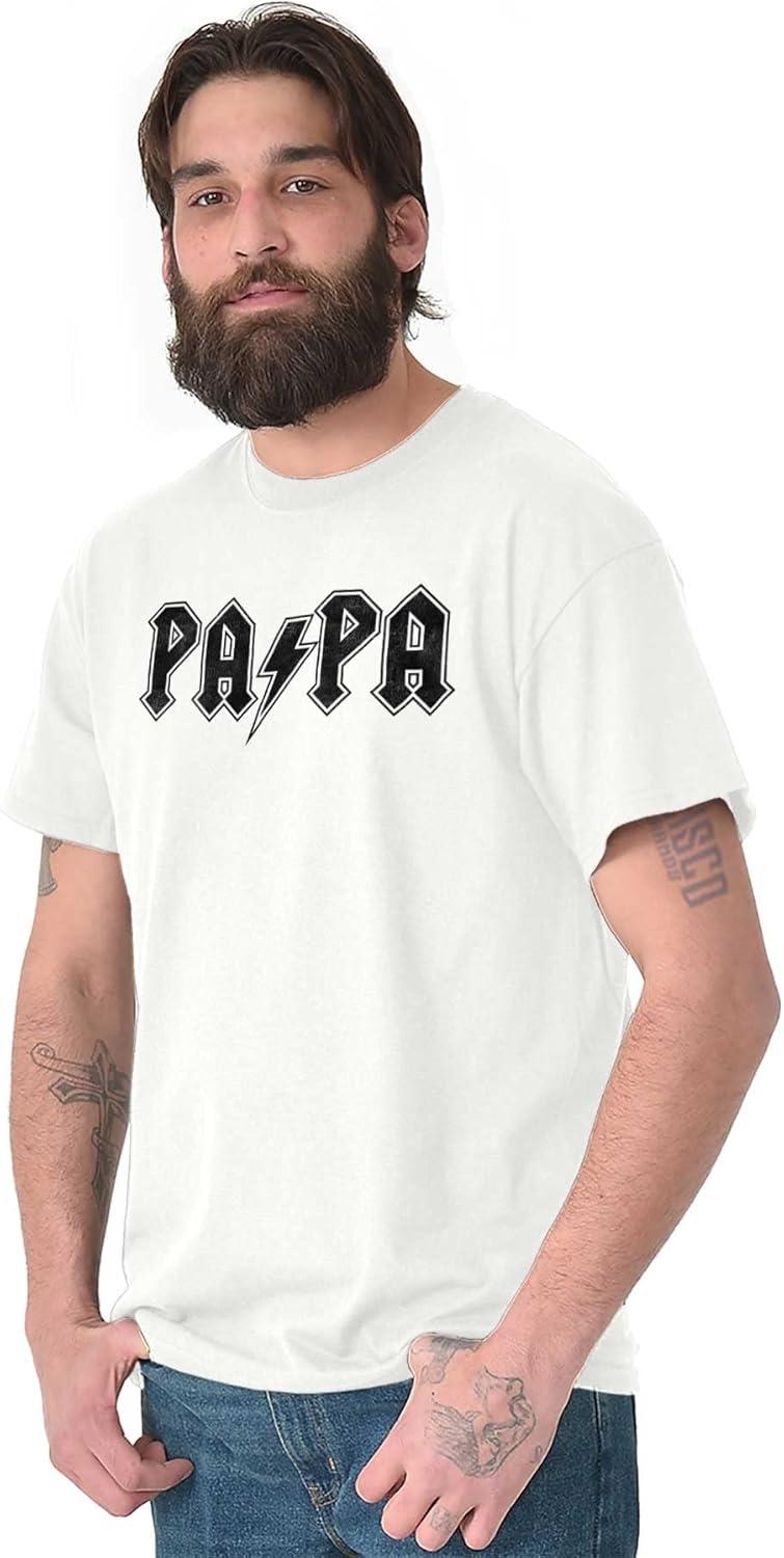 imagePapa Rock Logo Grandpa Grandfather Mens Graphic T Shirt TeesWhite