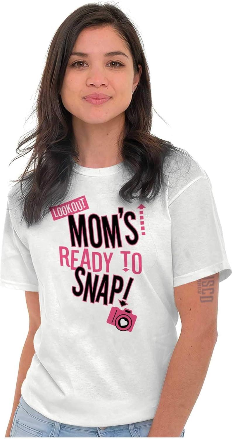 imageReady to Snap Motherhood Humor Funny Womens Graphic T Shirt TeesWhite