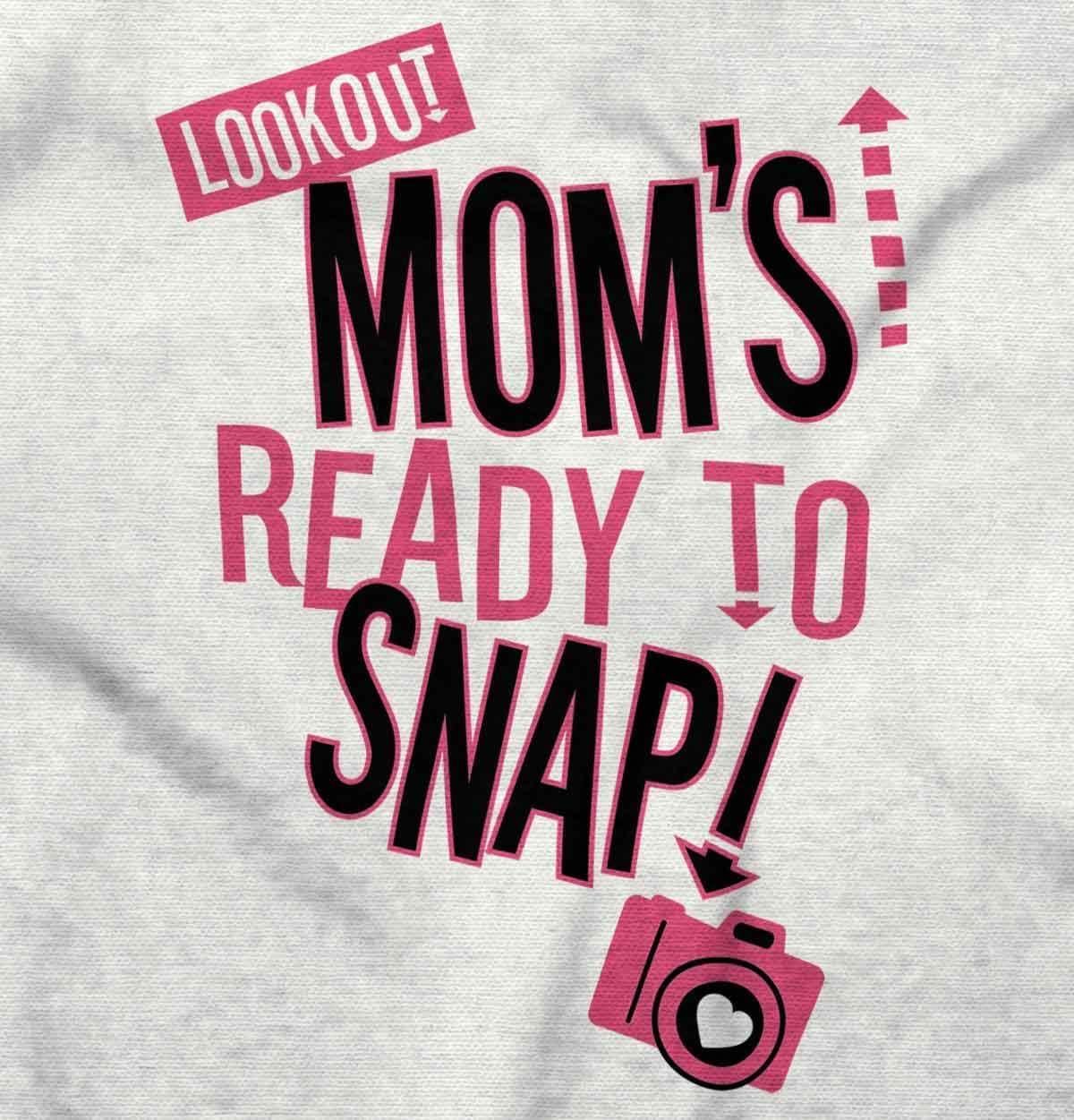 imageReady to Snap Motherhood Humor Funny Womens Graphic T Shirt TeesWhite
