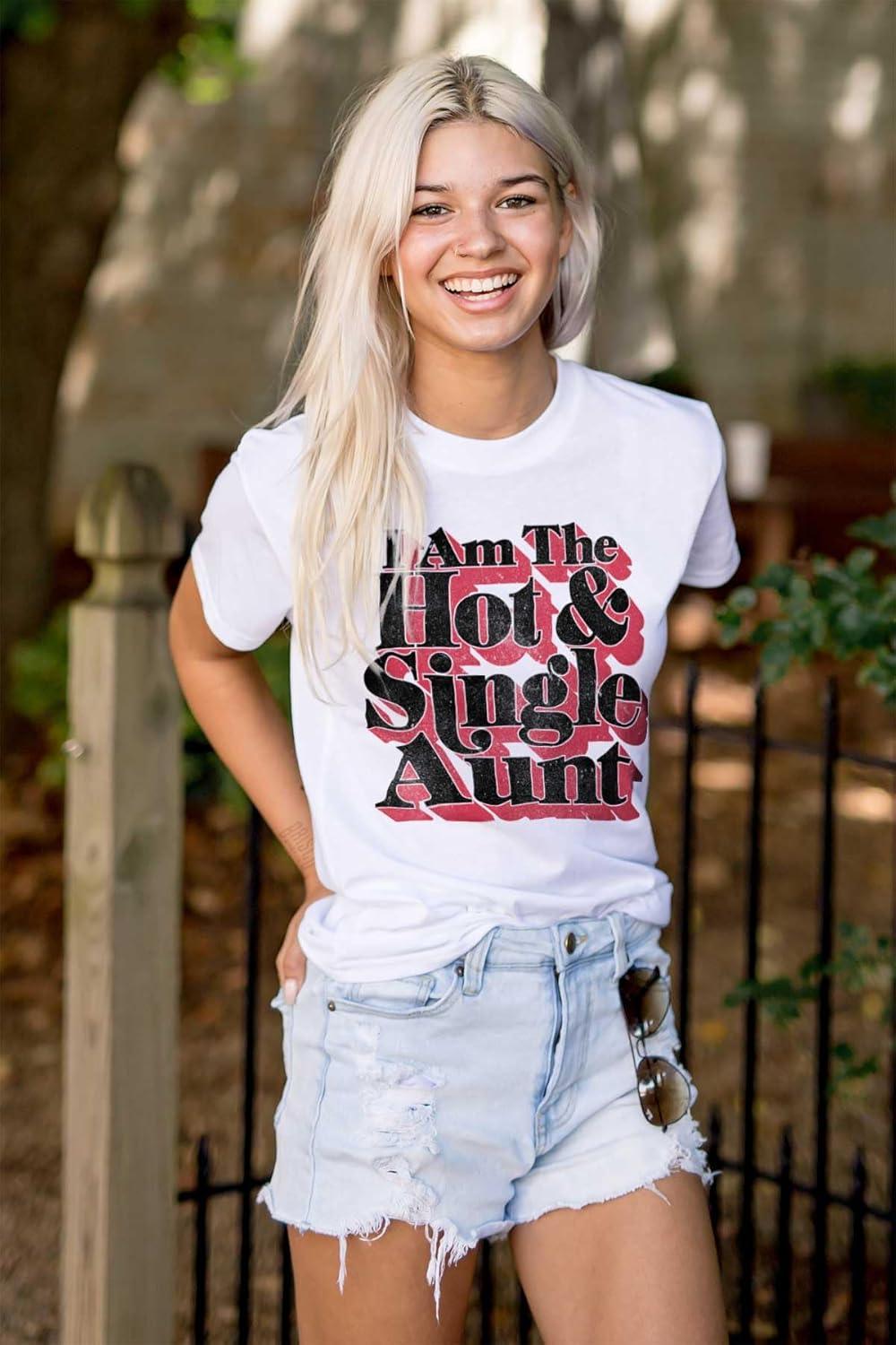 imageSingle Cool Cute Funny Auntie Aunt Womens Graphic T Shirt TeesWhite