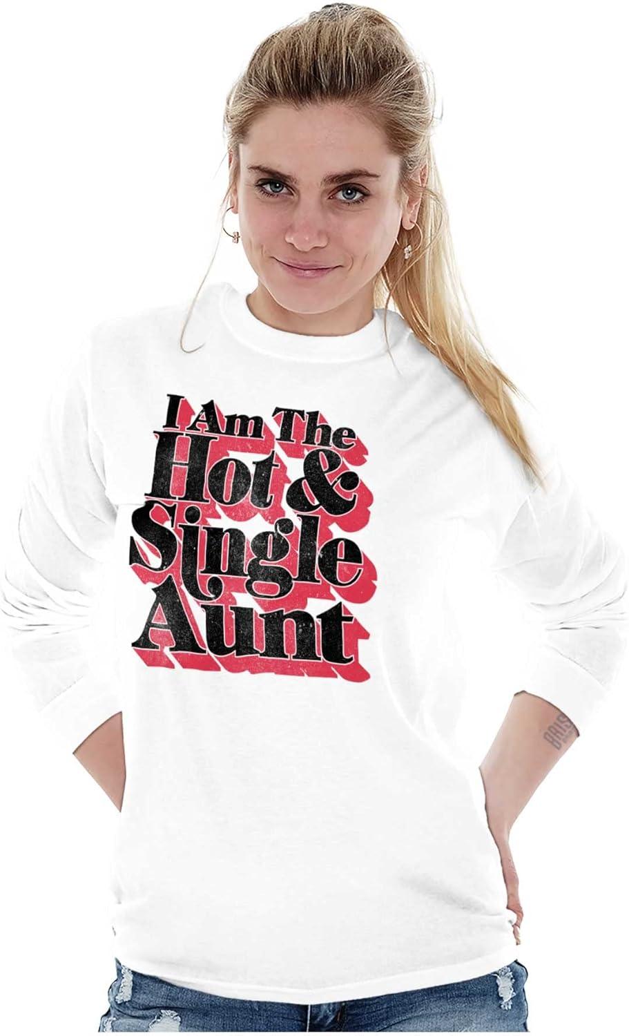 imageSingle Cool Cute Funny Auntie Aunt Womens Long Sleeve T ShirtWhite