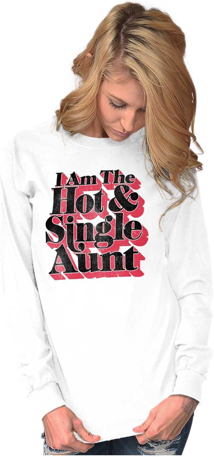 imageSingle Cool Cute Funny Auntie Aunt Womens Long Sleeve T ShirtWhite
