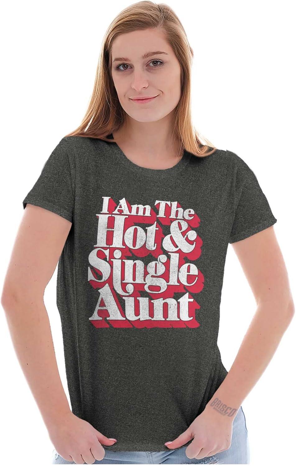 imageSingle Cool Cute Funny Auntie Aunt Womens Slim Fit Graphic TeeDark Heather