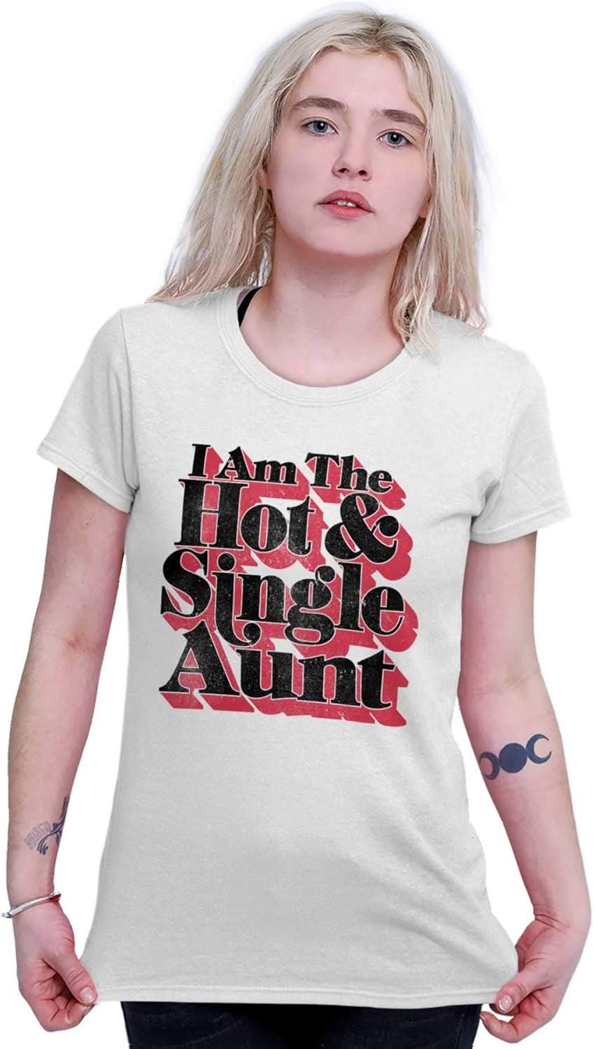 imageSingle Cool Cute Funny Auntie Aunt Womens Slim Fit Graphic TeeWhite
