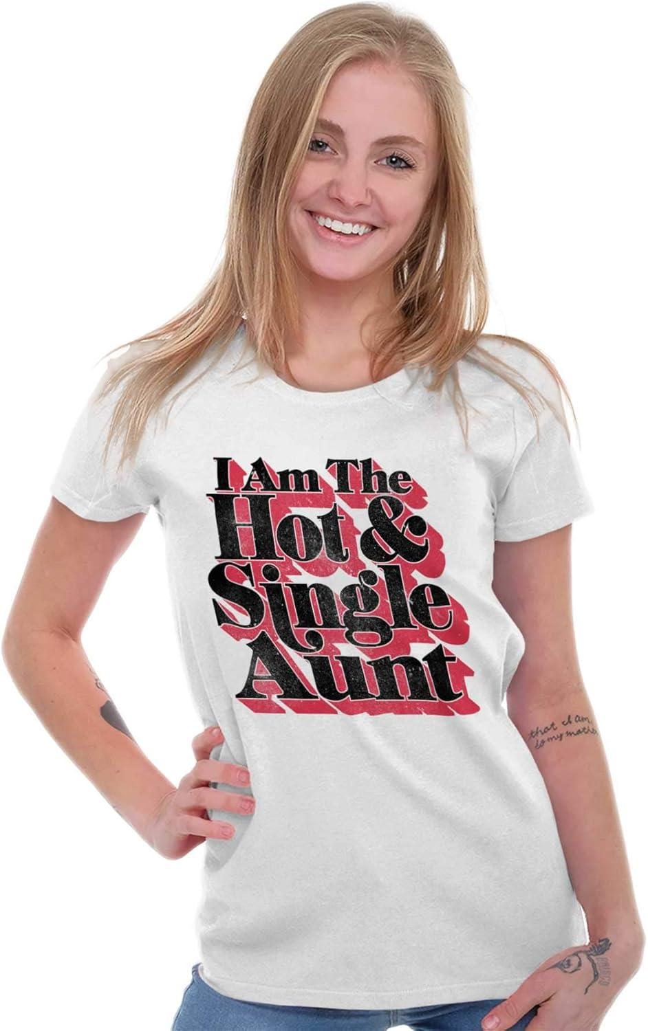imageSingle Cool Cute Funny Auntie Aunt Womens Slim Fit Graphic TeeWhite