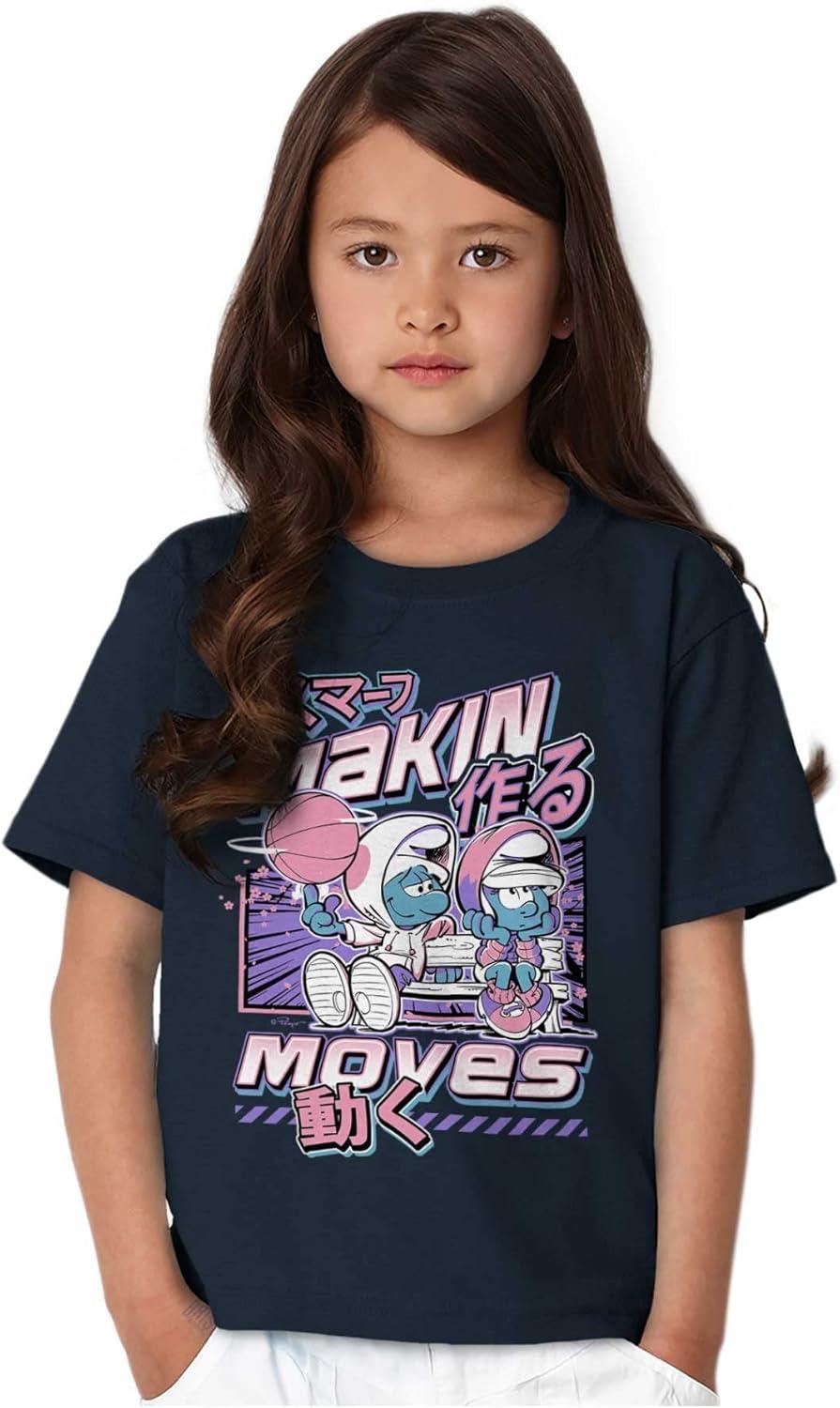 imageThe Smurfs Cool Kanji Makin Moves Crewneck T Shirts Boy GirlNavy