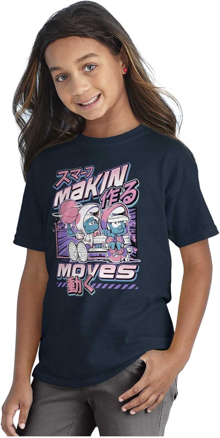 imageThe Smurfs Cool Kanji Makin Moves Crewneck T Shirts Boy GirlNavy