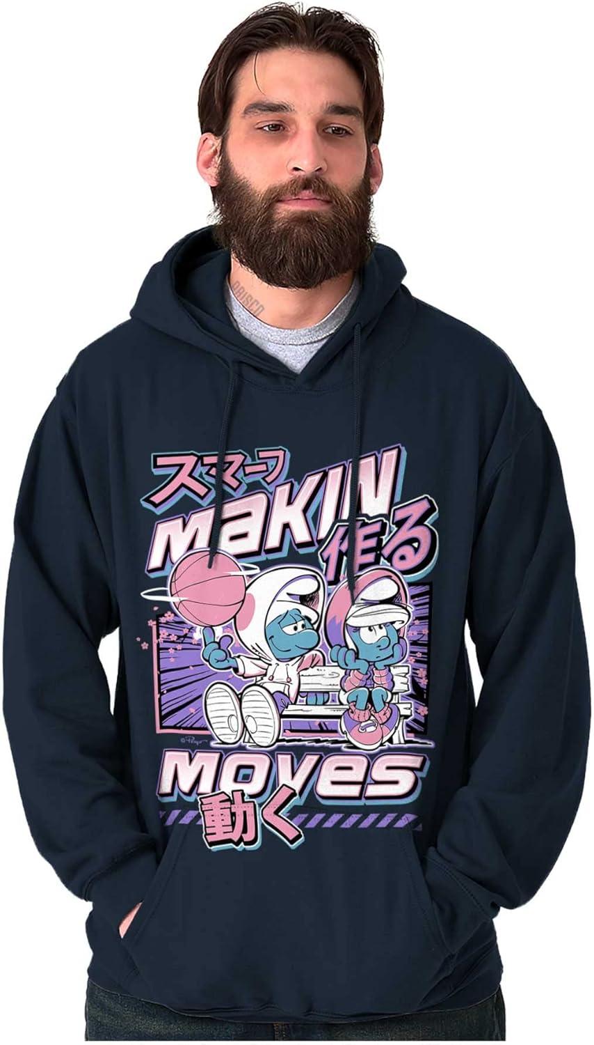 imageThe Smurfs Cool Kanji Makin Moves Hoodie Sweatshirt Women MenNavy