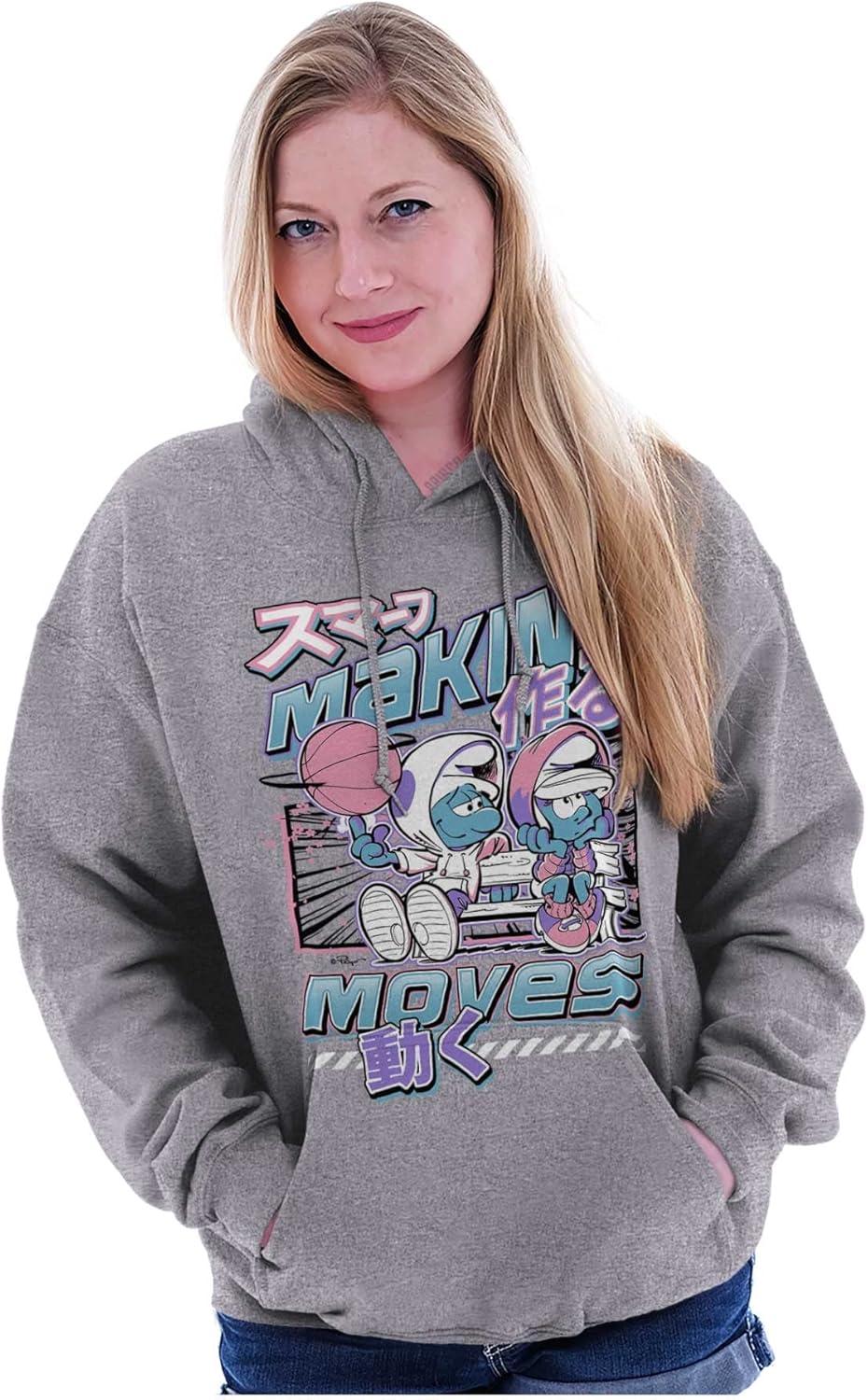 imageThe Smurfs Cool Kanji Makin Moves Hoodie Sweatshirt Women MenSport Grey