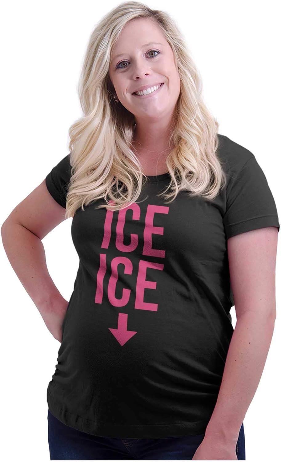 imageWomens Maternity Ice Baby Arrow Bump Expecting T Shirt TeeBlack Pink Ink