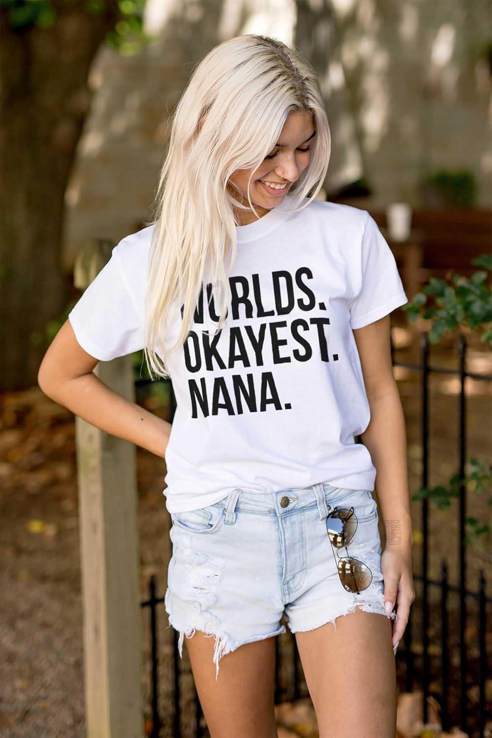 imageWorlds Okayest Nana Grandmother Funny Womens Graphic T Shirt TeesWhite