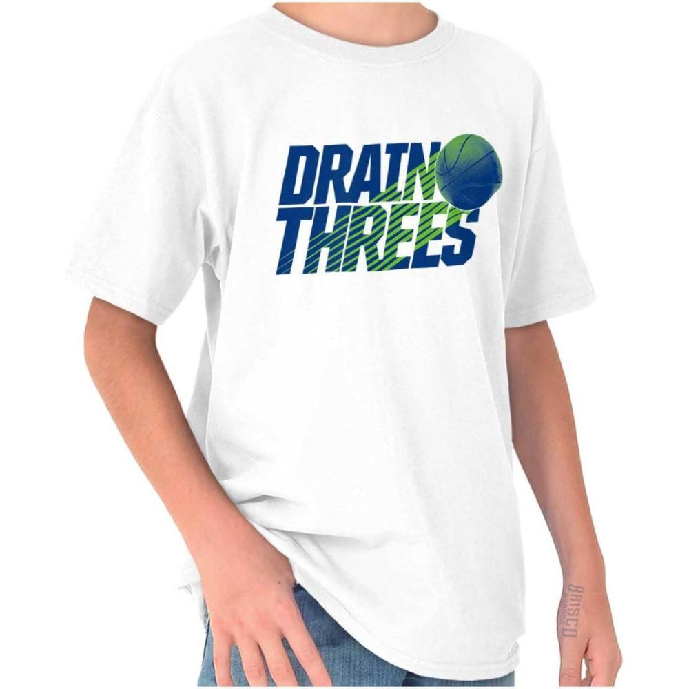imageBasketball Drain Three Pointers Boys Kids T Shirt Tees TopsWhite