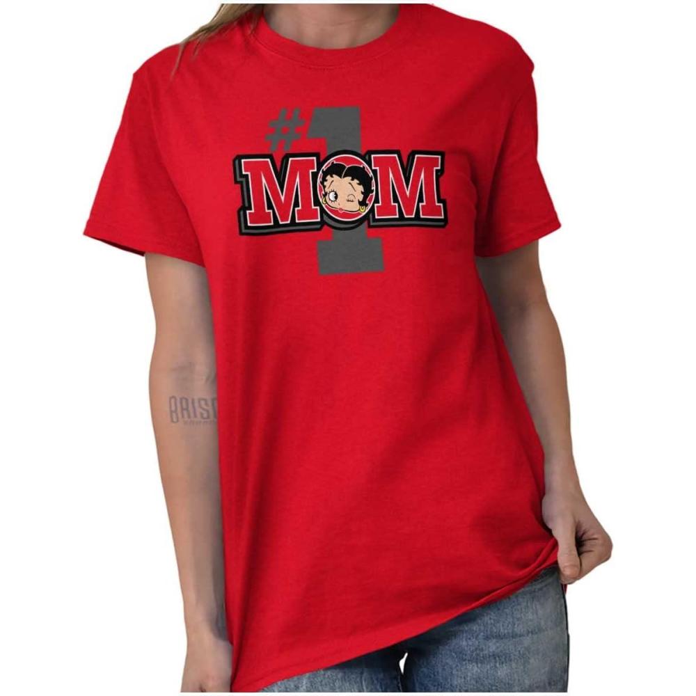 imageBetty Boop Number 1 Mom Mothers Day Womens Graphic T Shirt TeesRed