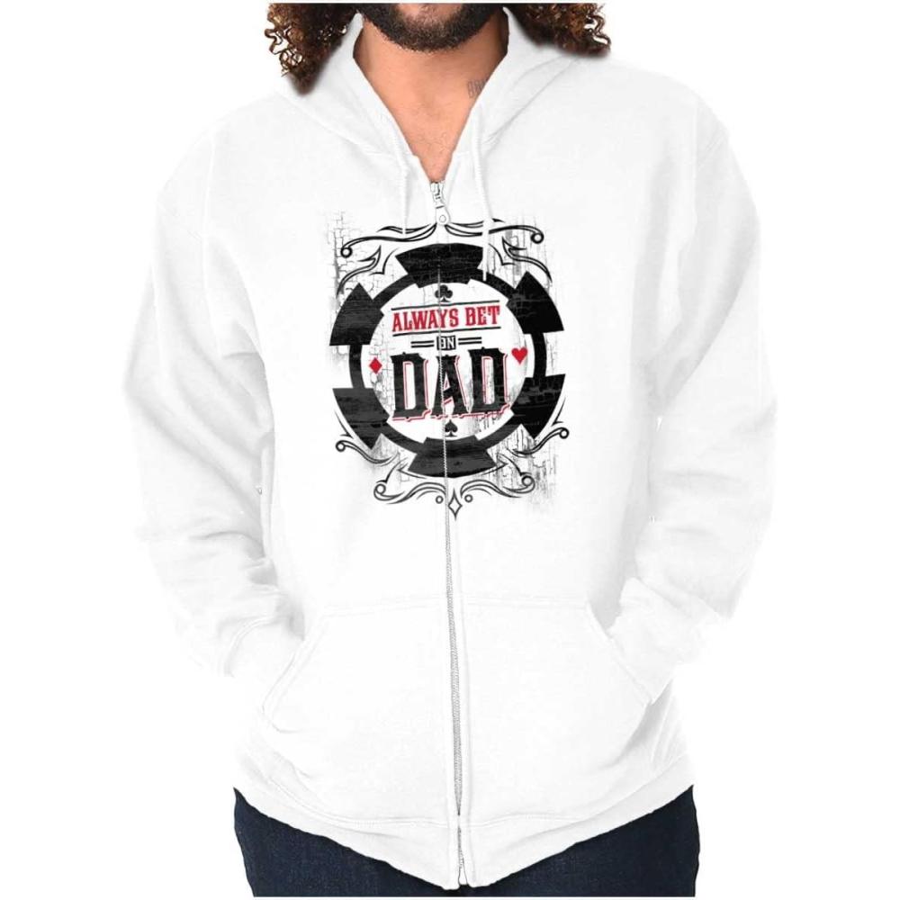 imageBrisco Brands Always Bet On Dad Gambling Chip Zip Hoodie Sweatshirt MenWhite