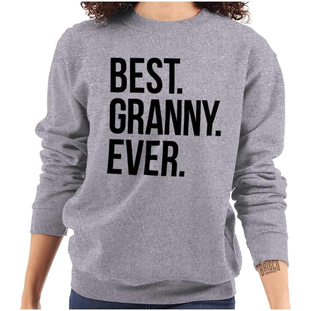 imageBrisco Brands Best Granny Ever Grandma Grams Mother Women Crewneck SweatshirtSport Grey