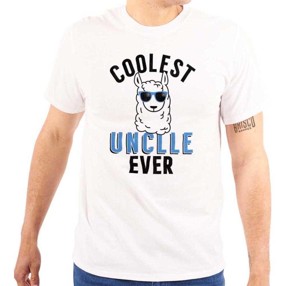 imageBrisco Brands Best Llama Uncle Fathers Day Birthday Mens Graphic T Shirt TeesWhite