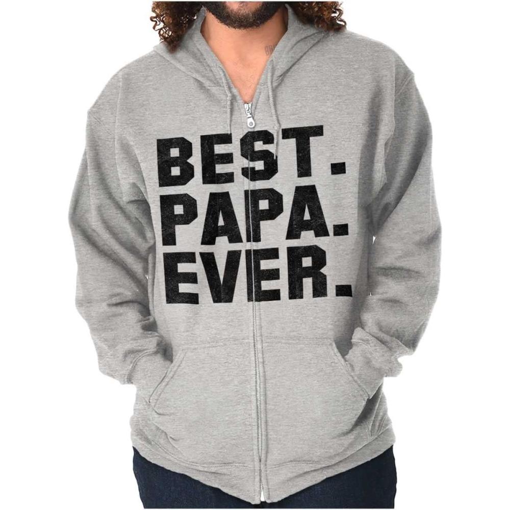 imageBrisco Brands Best Papa Ever Worlds Coolest Father Zip Hoodie Sweatshirt MenSport Grey