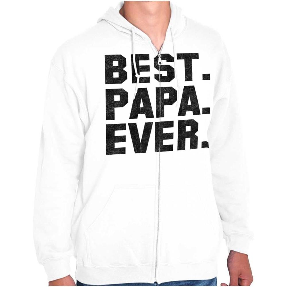 imageBrisco Brands Best Papa Ever Worlds Coolest Father Zip Hoodie Sweatshirt MenWhite