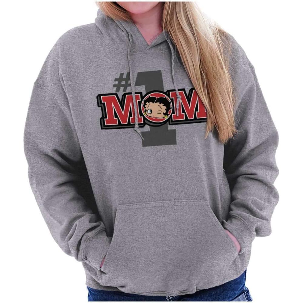 imageBrisco Brands Betty Boop Number 1 Mom Mothers Day Hoodie Sweatshirt WomenSport Grey