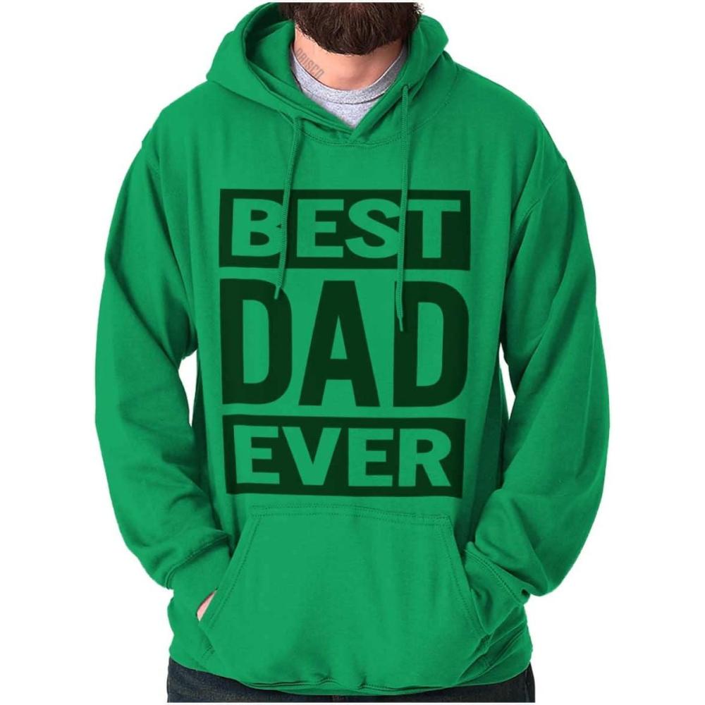 imageBrisco Brands Cool Best Dad Ever Fathers Day Hoodie Hooded Sweatshirt MenIrish Green