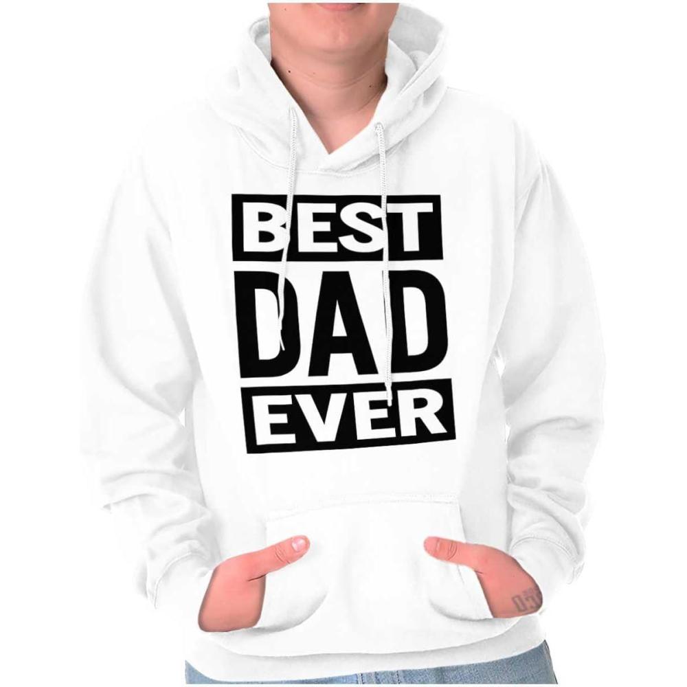 imageBrisco Brands Cool Best Dad Ever Fathers Day Hoodie Hooded Sweatshirt MenWhite