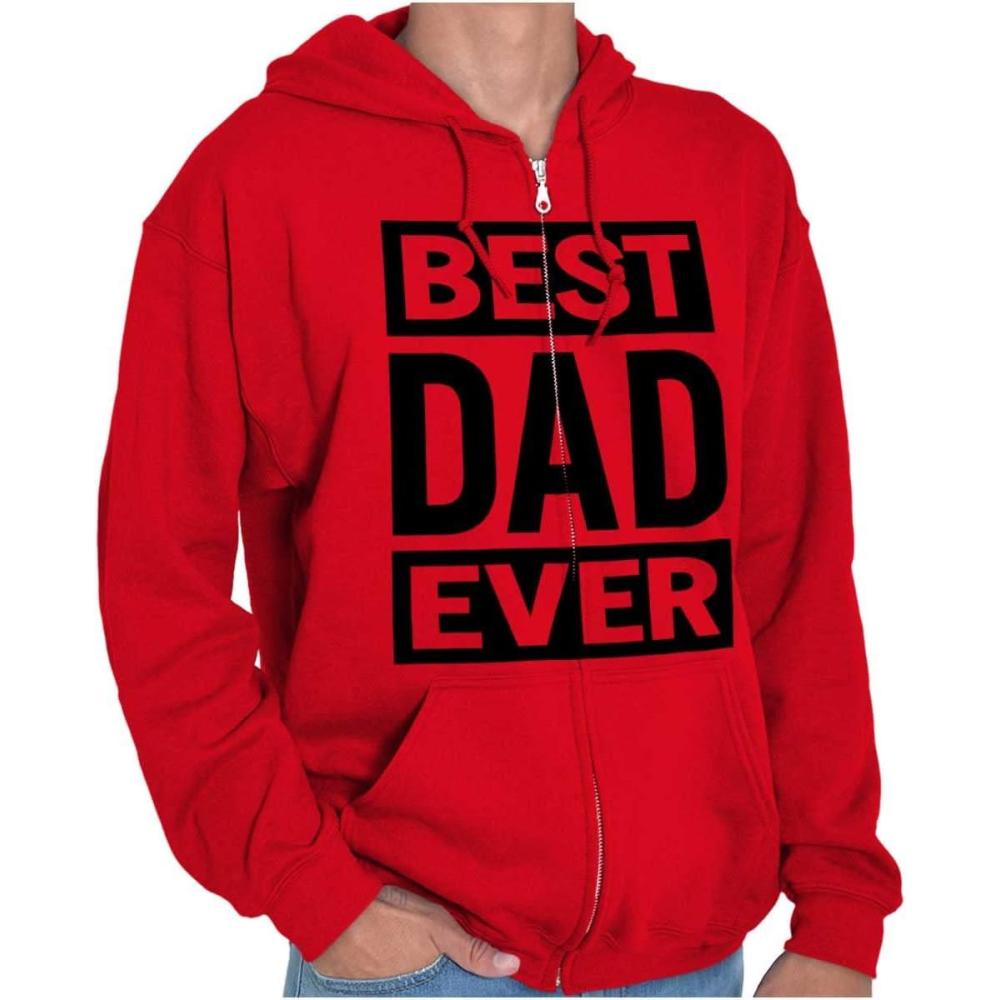 imageBrisco Brands Cool Best Dad Ever Fathers Day Zip Hoodie Sweatshirt MenRed