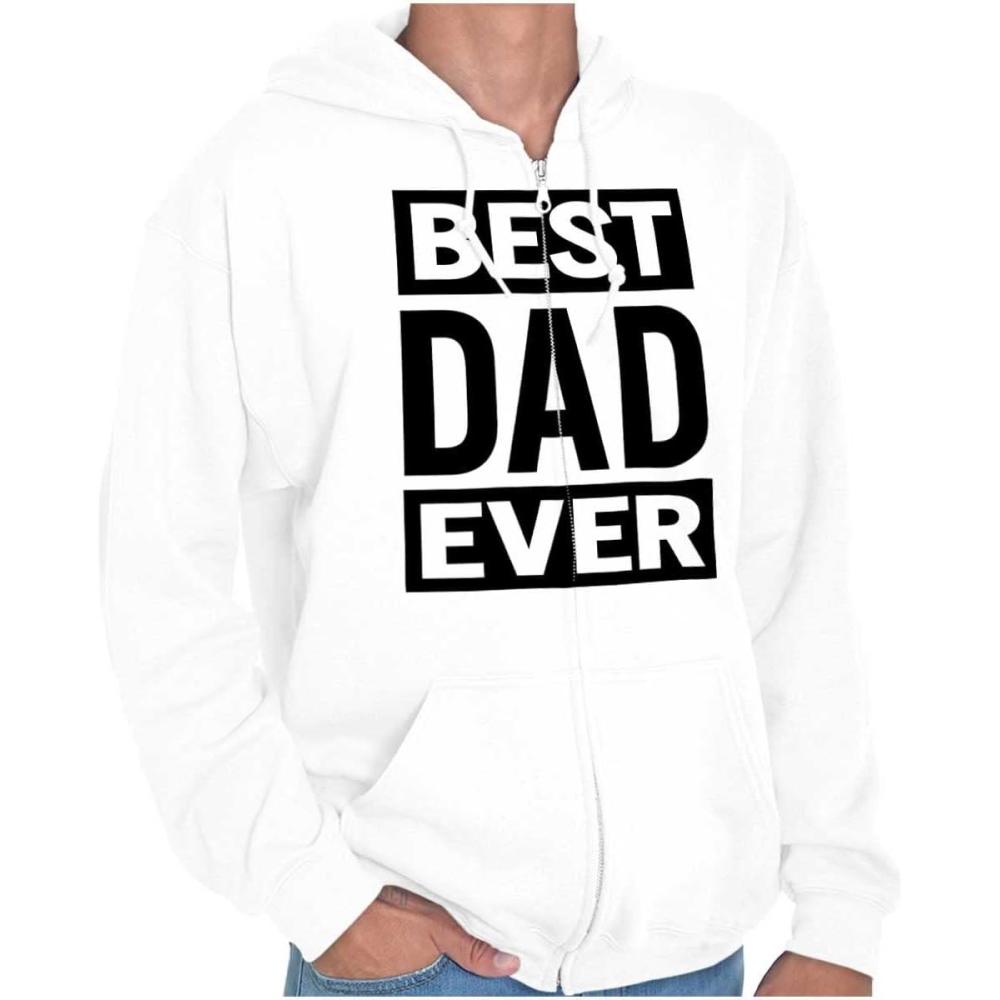 imageBrisco Brands Cool Best Dad Ever Fathers Day Zip Hoodie Sweatshirt MenWhite
