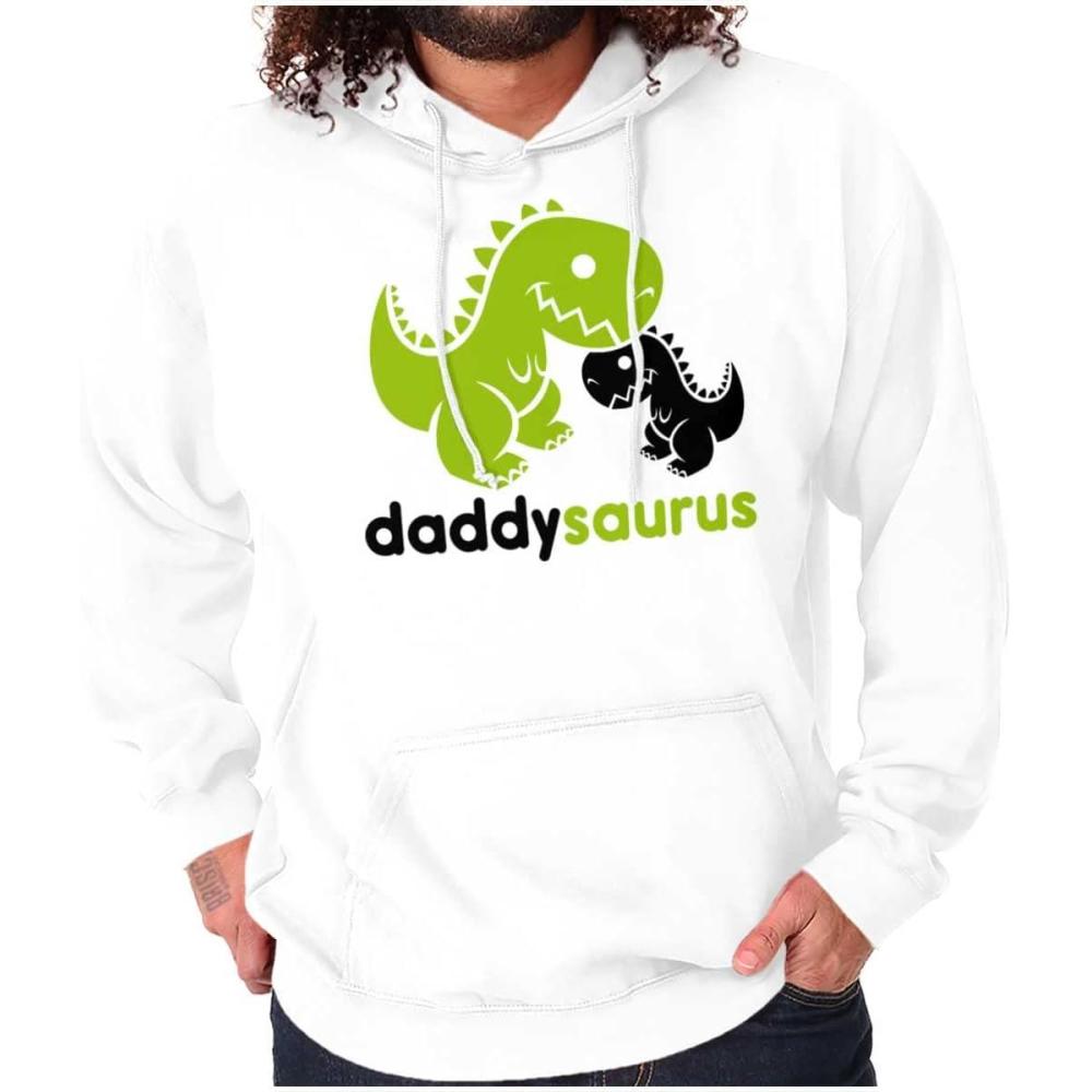 imageBrisco Brands Fathers Daddysaurus Trex Dinosaur Dad Hoodie Hooded Sweatshirt MenWhite
