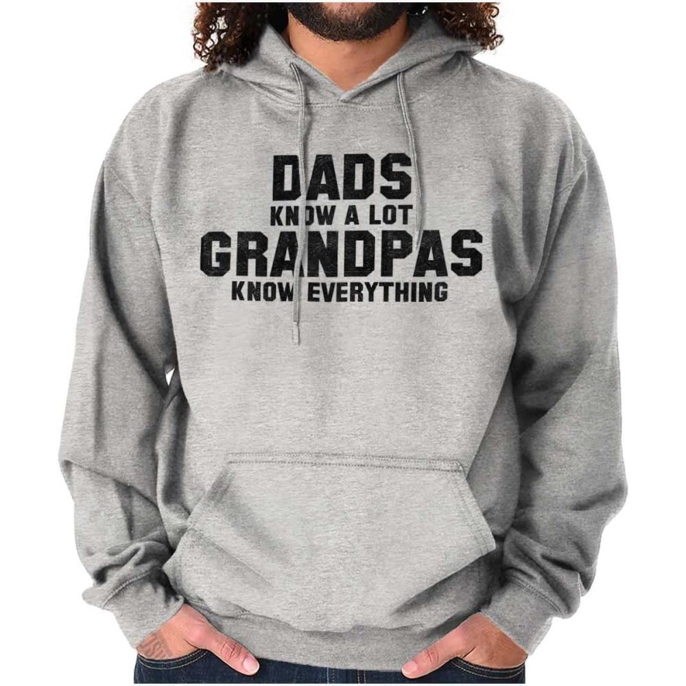 imageBrisco Brands Grandpa Knows Everything Grandfather Hoodie Hooded Sweatshirt MenSport Grey