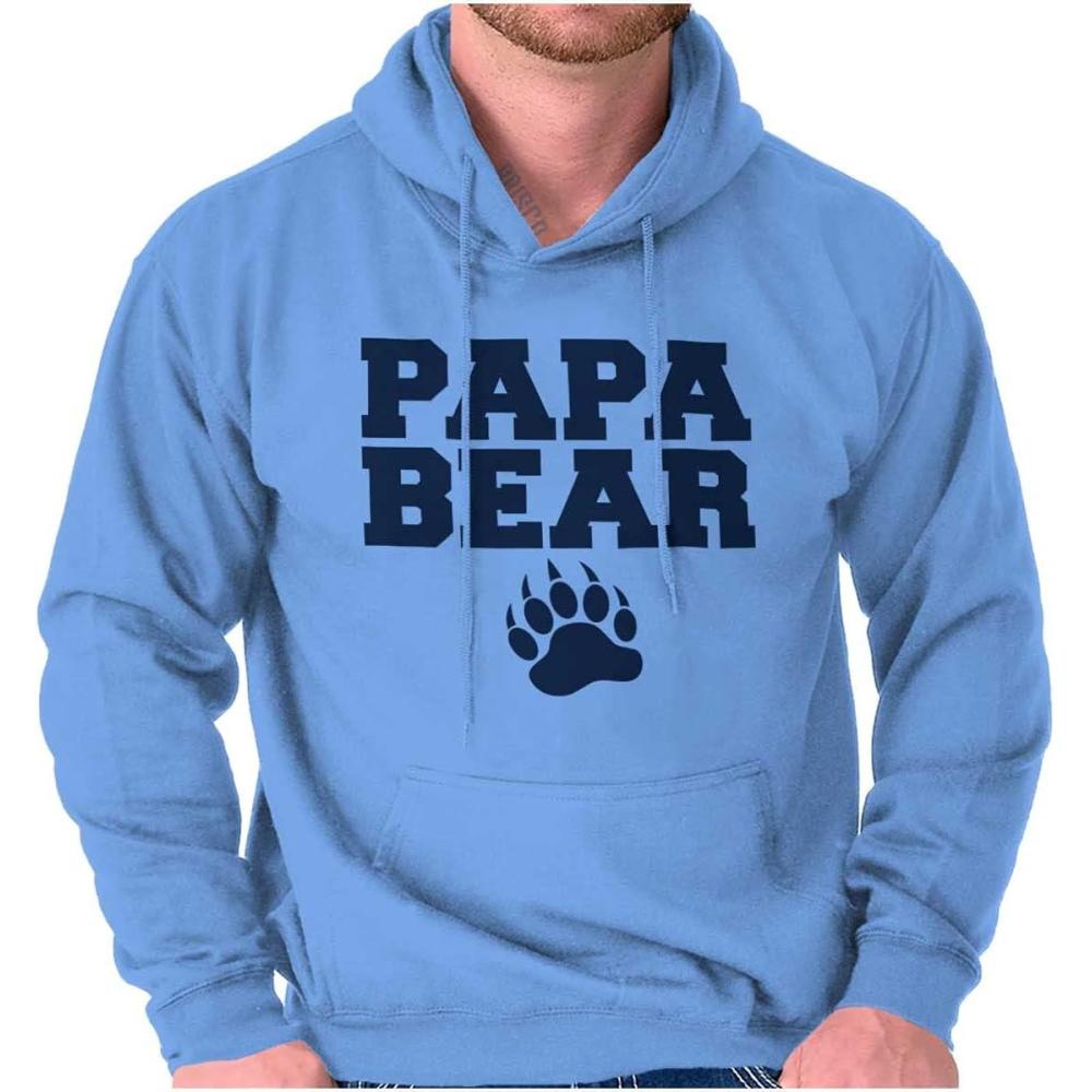 imageBrisco Brands Papa Bear Dad Fathers Day Pawprint Hoodie Hooded Sweatshirt MenCarolina Blue