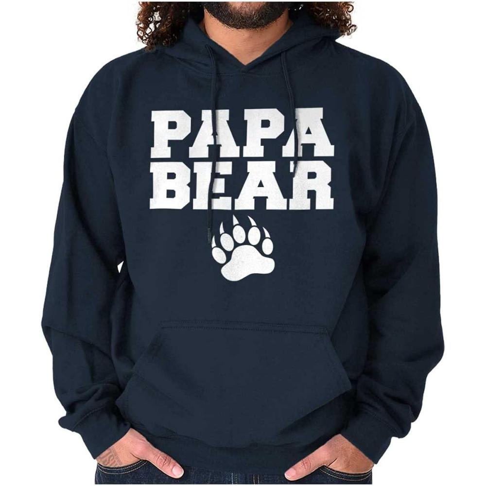 imageBrisco Brands Papa Bear Dad Fathers Day Pawprint Hoodie Hooded Sweatshirt MenNavy